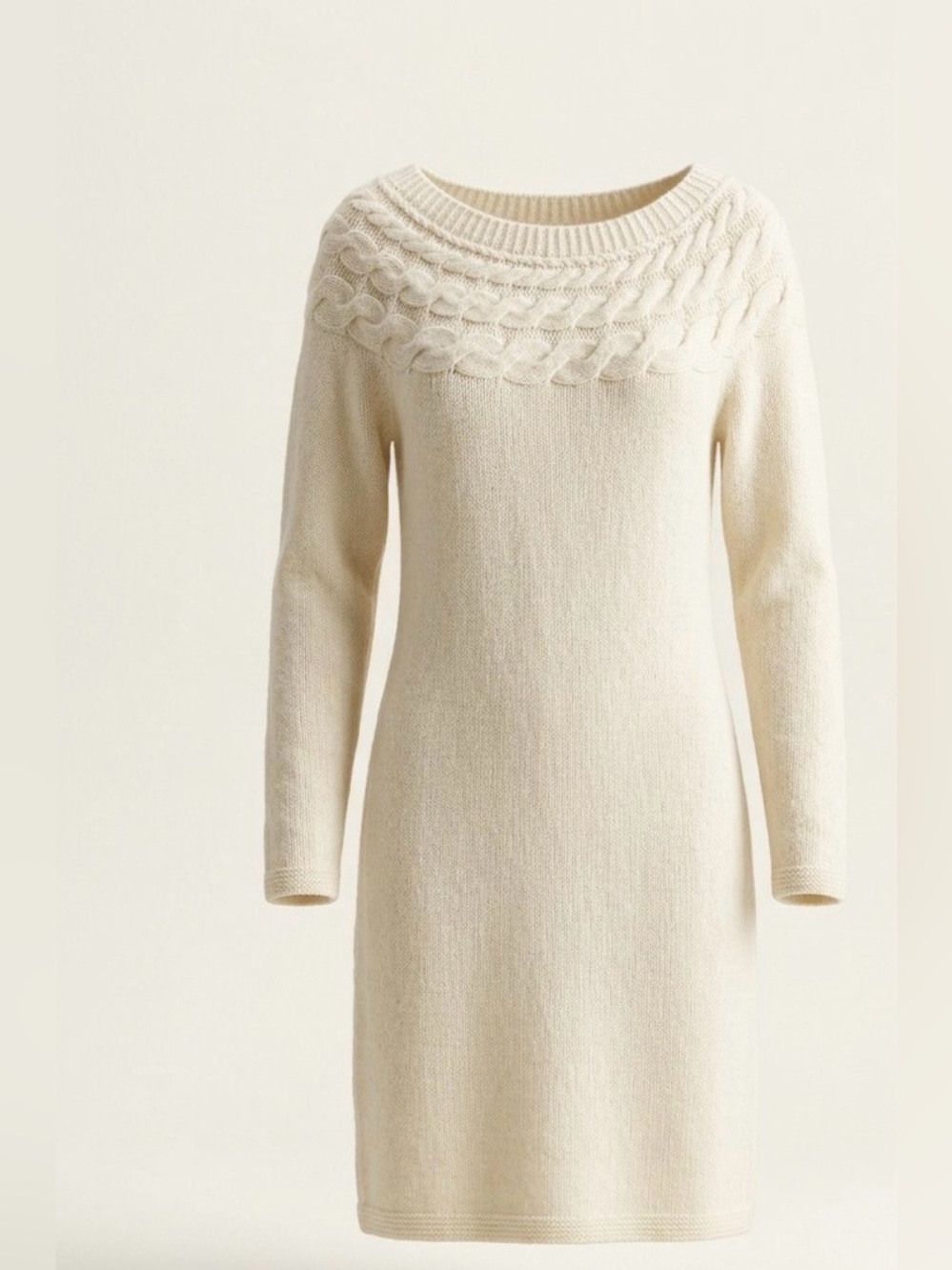 LAUREN RALPH LAUREN /Cream Cable-Yoke Knit Women's Dress/ XS / Ptp-15-17”